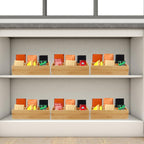 Maitys 4 Pcs Bamboo Divided Storage Organizer Bamboo Container with 6 Compartments Food Storage Bin Wooden Tea Drawer Box Bin Holder Case for Snacks Tea Bags Coffee Sugar