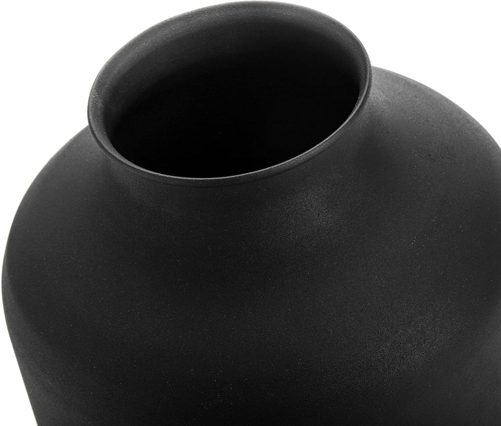 Goaste Metal Matte Flower Vase, Small Black Vases for Flower, 6.5 Inch Tall Iron Frosted Flower Arranging Vase for Table Centerpiece, Home, Shelf, Office, Garden Decor, Black