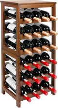 Wine Rack Free Standing Floor, 6-Tier 24 Bottles Display Wine Storage Shelves with Table Top, Easy-Assembly Freestanding Bamboo Wine Racks for Kitchen Dining Room Bar, Walnut