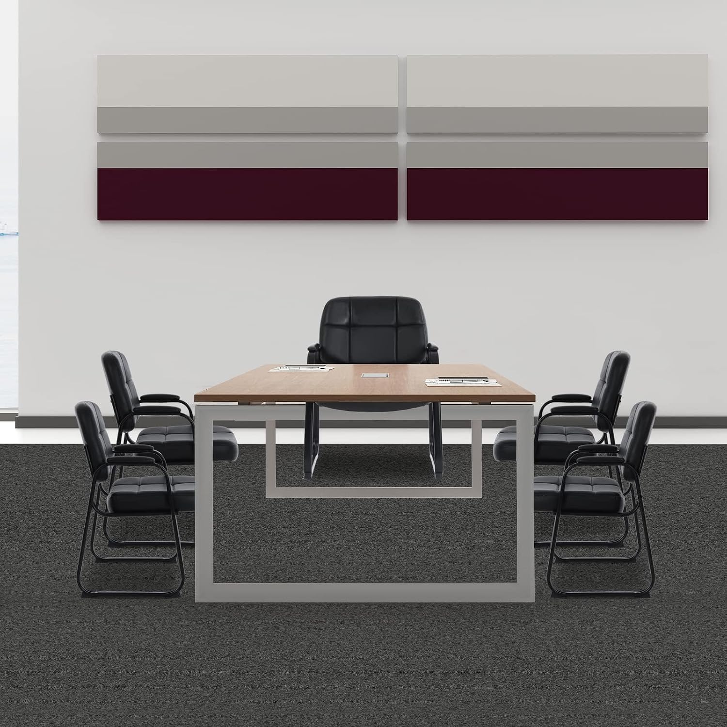 CLATINA Big Tall 400 lbs Waiting Room Chairs with Padded Arms Leather Guest Chair no Wheels for Office Reception Lobby and Conference Desk with Sled Base, Black, 6PK