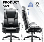 600lbs Big and Tall Office Chair, Heavy Duty Executive Desk Chair for Heavy People, Extra Wide PU Leather Computer Chair with 4" Adjustable Headrest & Air Lumbar Support