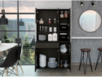 Tuhome Della 90 Kitchen Pantry, One Drawer, Multiple Cabinets, Two Open Shelves Black
