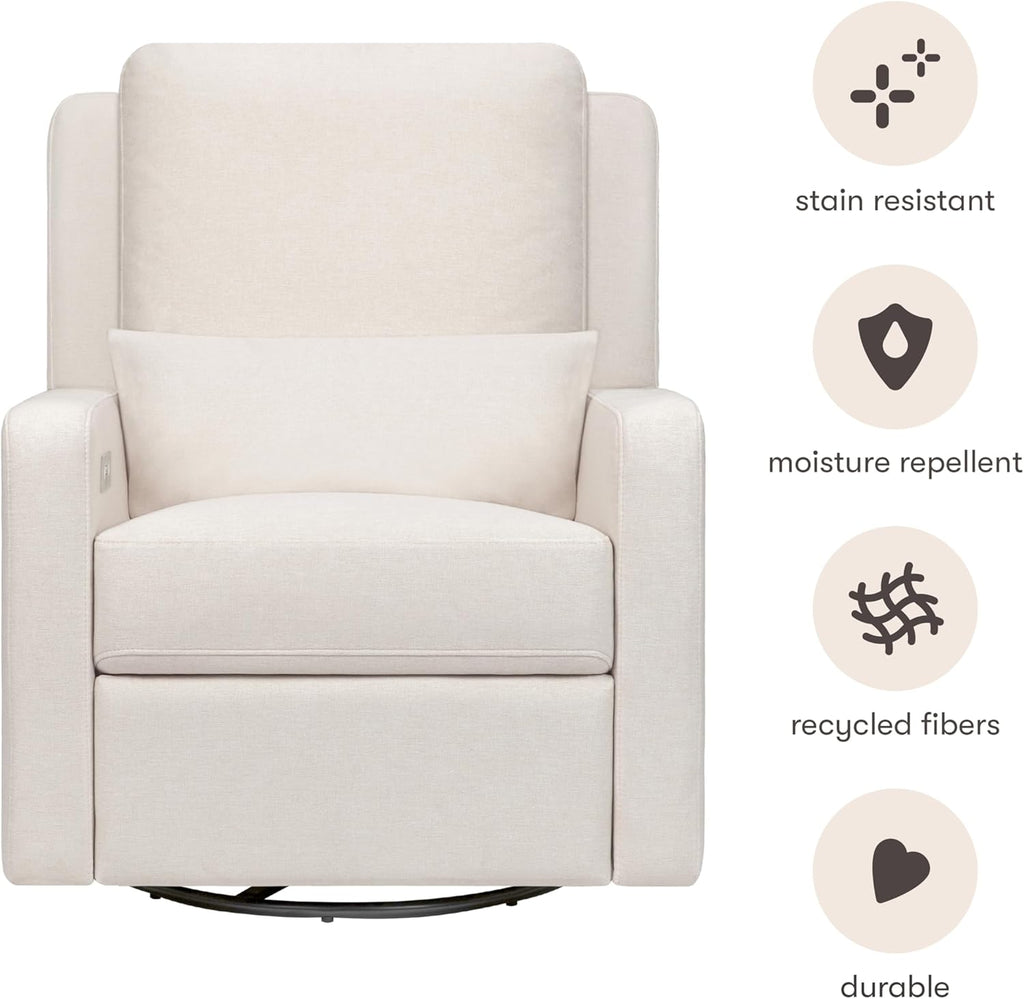 Babyletto Sigi Electronic Power Recliner and Glider with USB Port in Performance Cream Eco-Weave, Water Repellent & Stain Resistant, Greenguard Gold and CertiPUR-US Certified