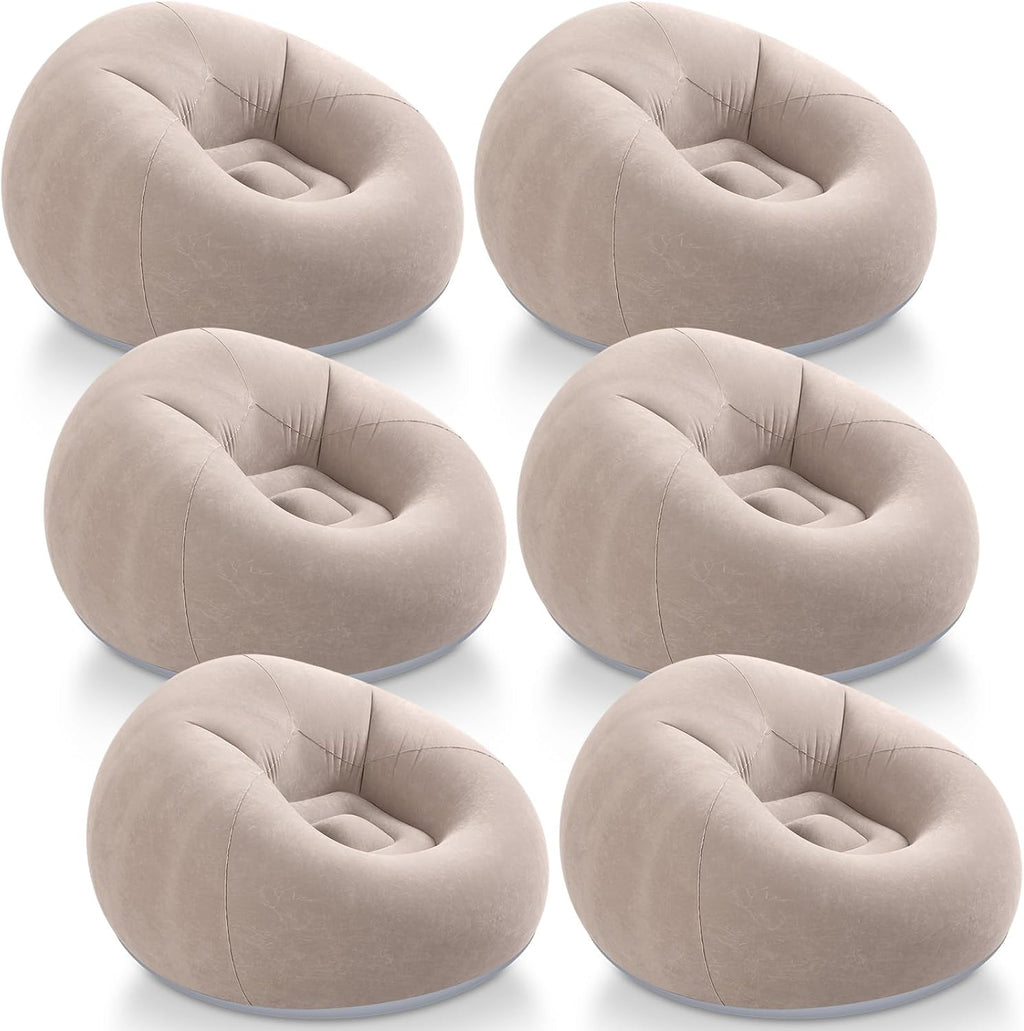 Realspring Inflatable Bean Bag Chairs Outdoor Blow up Camping Chairs Inflatable Lazy Sofa Folding Portable Bean Bag Loungers Couch(Coffee,6 Pcs)