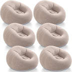 Realspring Inflatable Bean Bag Chairs Outdoor Blow up Camping Chairs Inflatable Lazy Sofa Folding Portable Bean Bag Loungers Couch(Coffee,6 Pcs)