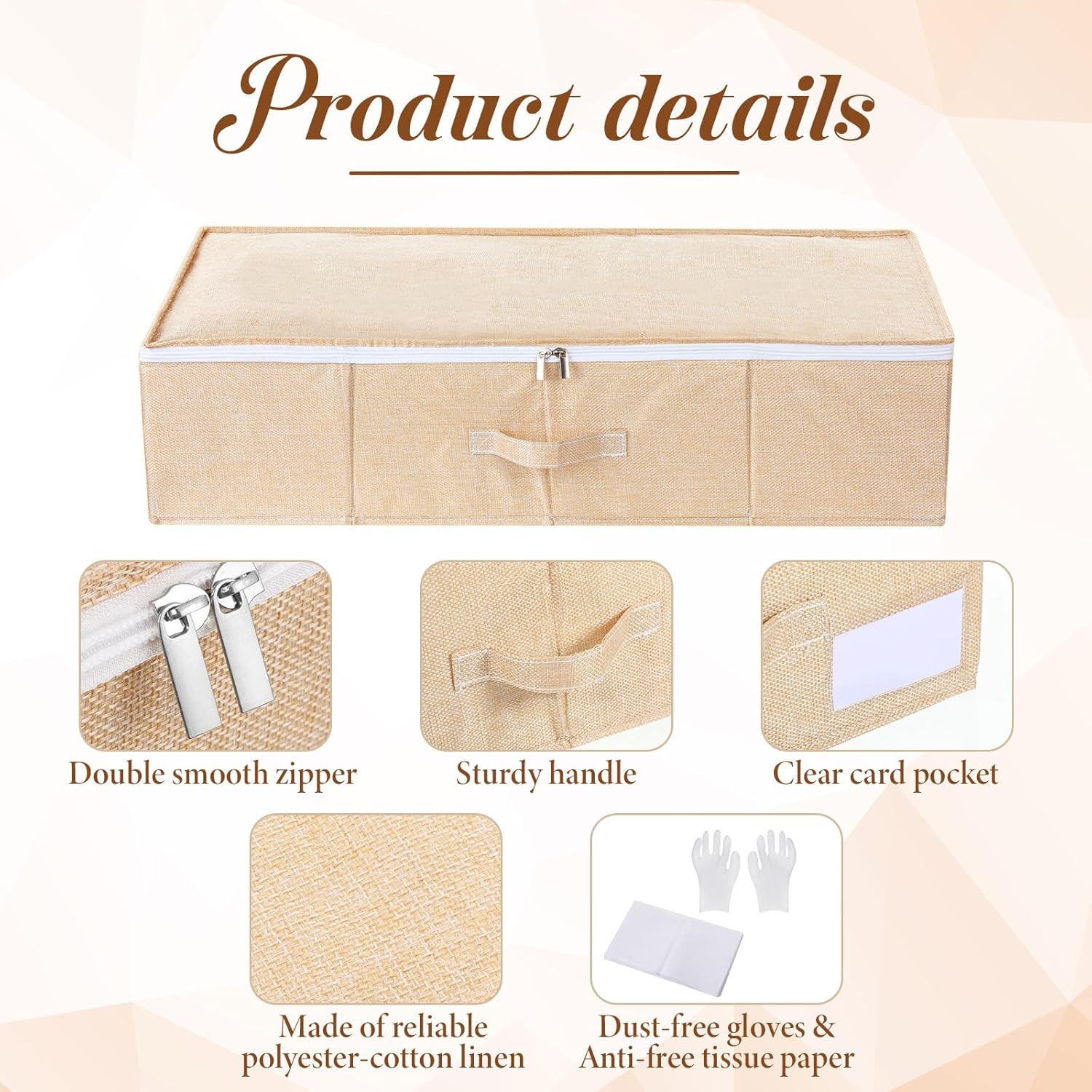 Wedding Dress Box, Preservation Storage Box with 40 Acid-Free Sheets, Sheet Organizers and Storage, Large Wedding Keepsake Trunk