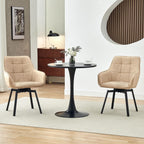TUKAILAi Swivel Dining Chairs Set of 2, Faux Leather Dining Chairs with Arms & Metal Legs, Upholstered Mid Century Rotatable Kitchen Chairs for Living Room Bedroom Kitchen Restaurant (Cream)