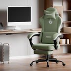 Gaming Chair with Massage,Ergonomic PC Gaming Chair Computer Chairs with Footrest Comfortable Headrest and Lumbar Support, High Back GREENWHITE