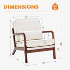 DUMOS Mid Century Modern Accent Chair, 16'' Seat Height Cozy Lounge Chair | Upholstered Armchair with Waist Cushion and Wood Frame for Living Room, Bedroom, Reading Nook, Home Corner, Balcony, Beige