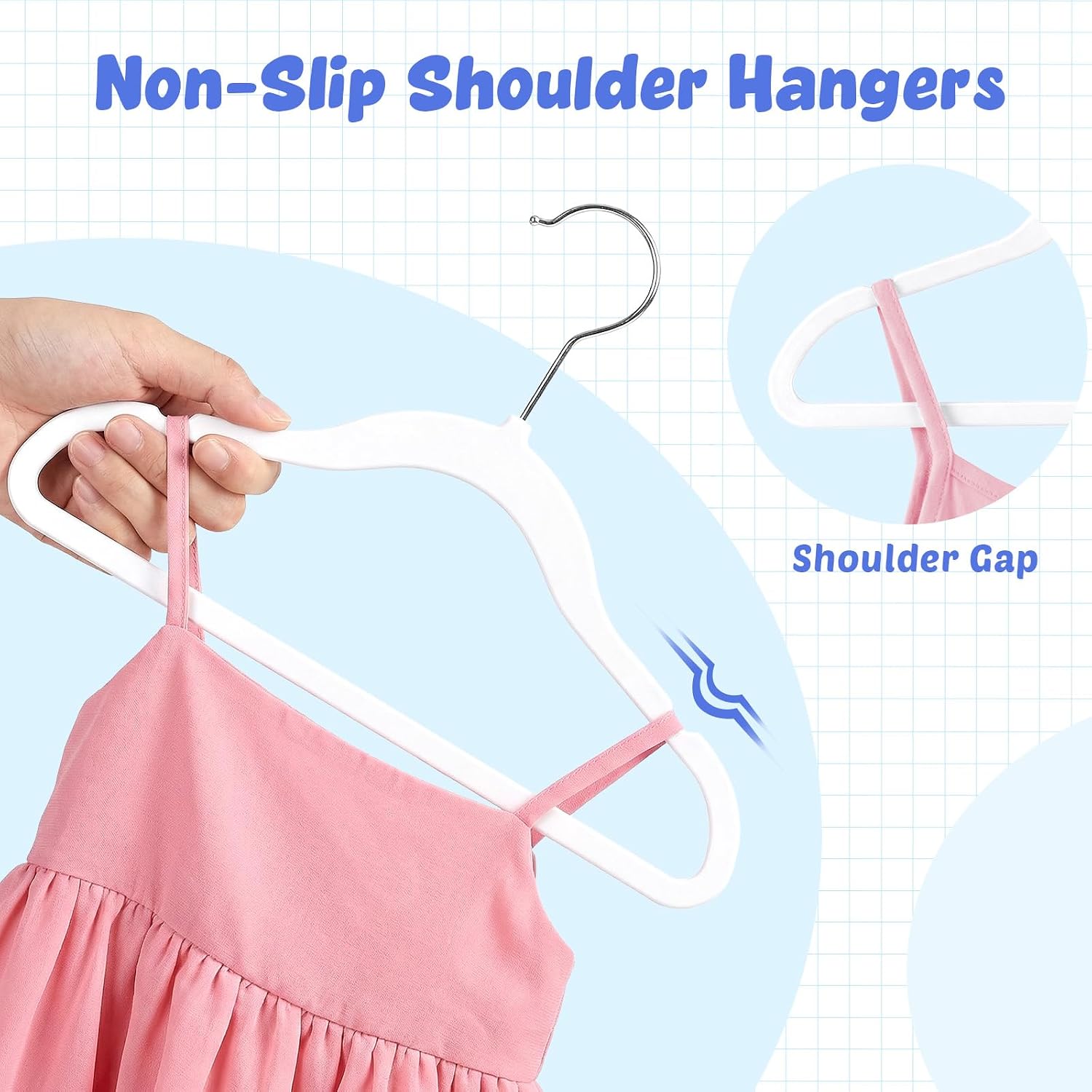 HOUSE DAY 11.4 Inch Baby Hangers 50 Pack - Plastic Kids Hangers Space Saving Thin Profile, Children Closet Organizers with Rotatable Hook of 360°, Heavy Duty for Toddler Clothes Nursery - White