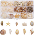 yaokan 10 Styles Natural Sea Shells & Starfish Set - Assorted Pre-Drilled Beach Seashells for DIY Crafts, Home Decor, Jewelry Making & Wedding Party Decorations