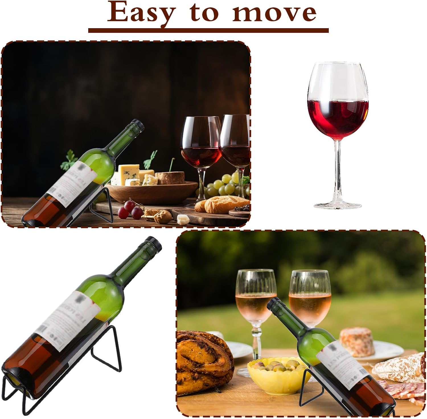 8pcs Single Wine Bottle Rack, Metal Tabletop Wine Display Racks, Stylish-Wine Bottles Organizer, Black Simple Style Single Bottle Champagne Rack, for Home Decor, Restaurants, Bar, Kitchen, Party