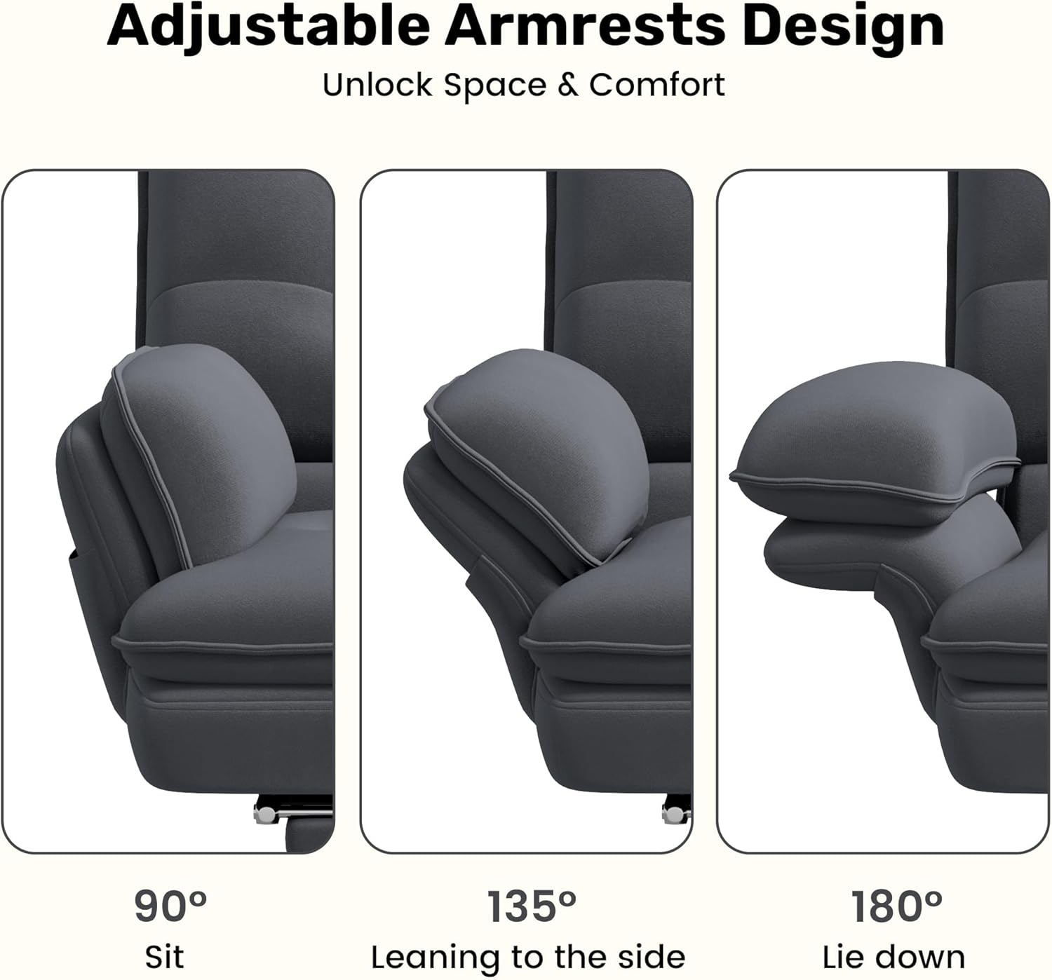 Criss Cross Office Chair with Flip-Up Armrests and Headrest, 135° Reclining Swivel Velvet Criss Cross Chair with Wheels & Foot Rest, Big and Tall Cloud Cross Legged Office Chair for Home, Gray