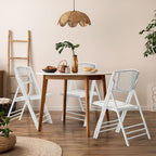 VINGLI Bamboo Folding Chair, Foldable Dining Wood Chairs Comfortable Seat for Outdoor & Indoor, Patio, Porch, Wedding, Party, Event,White (4 Pack)