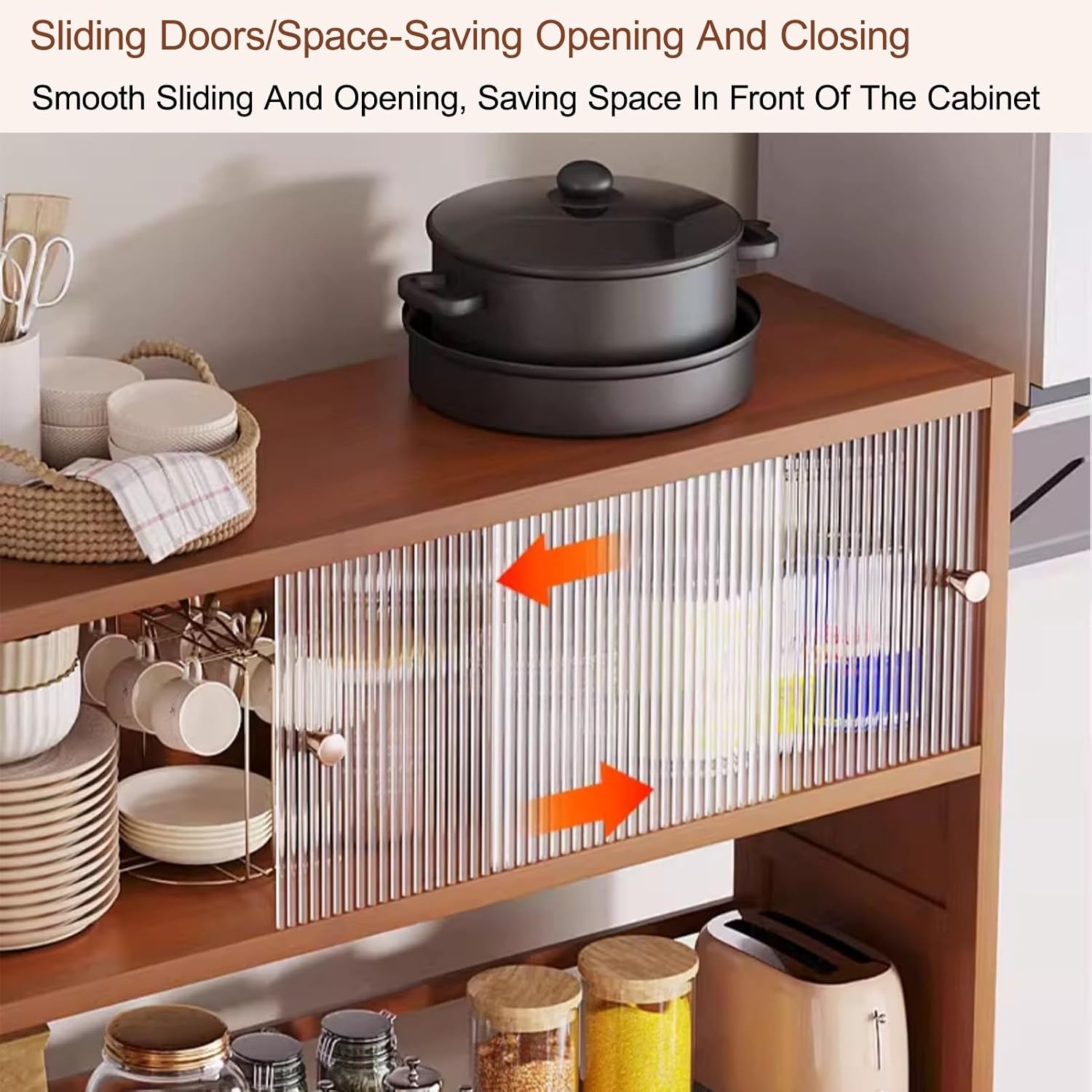 Wide Pantry Storage Cabinet, Pantry Storage Cabinet with Doors, Freestanding Kitchen Cupboard, for Kitchen, Bedroom, Dining Room, Office(163x63x31cm/64.2x24.8x12.2in)