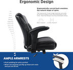 Ergonomic Mid-Back Premium Faux Leather Adjustable Drafting Chair with Multi-Function Arms and Foot Ring, Standing-Desk Matched Tall Swivel Computer Office Stool, Black