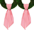 2 Pieces Christmas Wreath Sash for Front Door, Red Stripes Seersucker Sash Holiday Wedding Wreath Accessories for Home Baby Shower Birthday Decorations