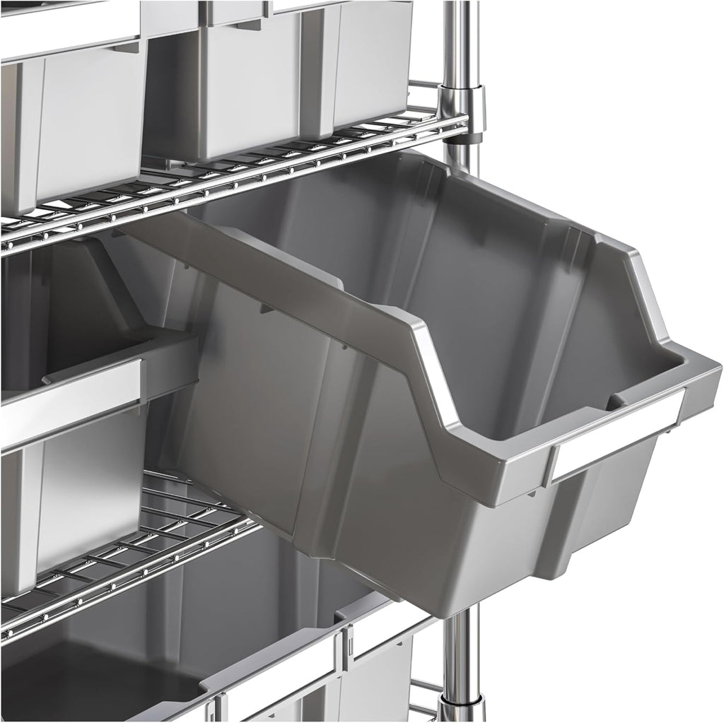 Seville Classics Heavy Duty NSF Bin Rack Solid Steel Wire Shelving Storage Unit, Patented Organizer for Garage, Warehouse, Office, Restaurant, Classroom, Kitchen, Gray, 8-Tier Includes 24 Bins