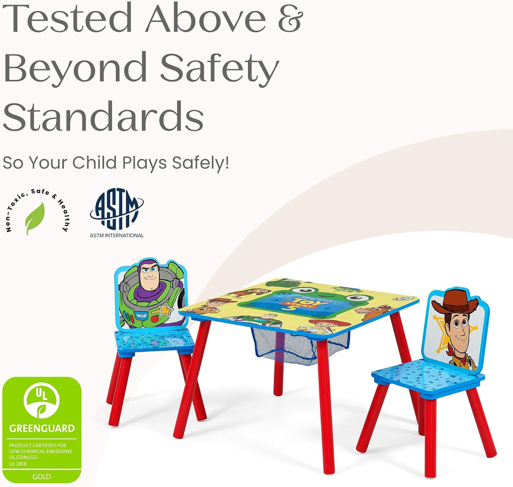 Delta Children Toy Story Kids Table and 2 Chair Set with Storage, Blue | Greenguard Gold Certified, Kids Table & Chair Set for Toddlers & Children for Arts/Crafts, Snack Time, Durable Activity Table