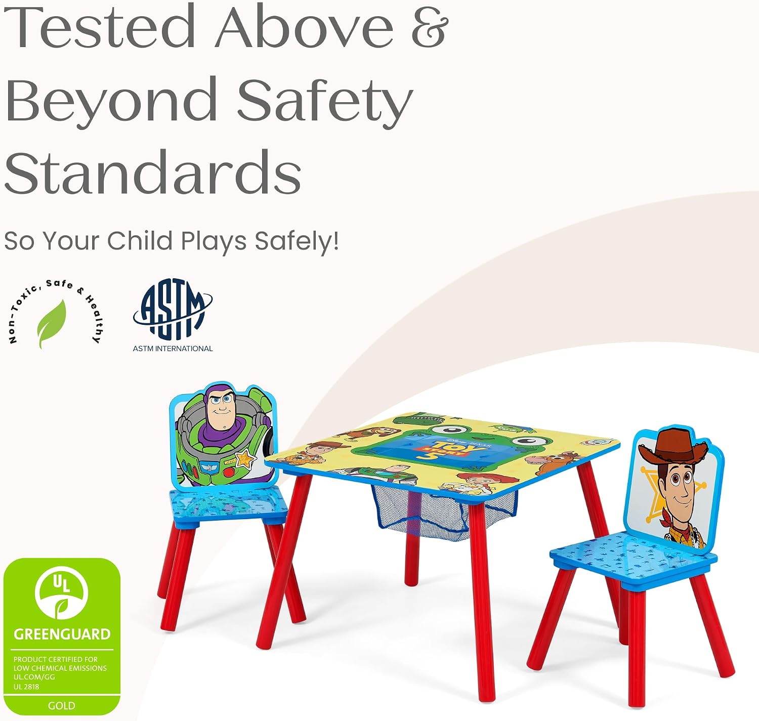 Delta Children Toy Story Kids Table and 2 Chair Set with Storage, Blue | Greenguard Gold Certified, Kids Table & Chair Set for Toddlers & Children for Arts/Crafts, Snack Time, Durable Activity Table