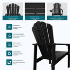 THOEOE Stackable Adirondack Chair Set of 4, HDPE All-Weather Adirondack Chairs - Durable and Space Saving, Plastic Outdoor Fire Pit Chairs with Cup Holder,Black