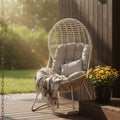 Kingdura Outdoor Wicker Egg Chair with Cushion, Oversized PE Rattan Chair, All-Weather Patio Lounge Chair for Balcony Porch Lawn & Indoor, 440LBS Capacity (Beige)