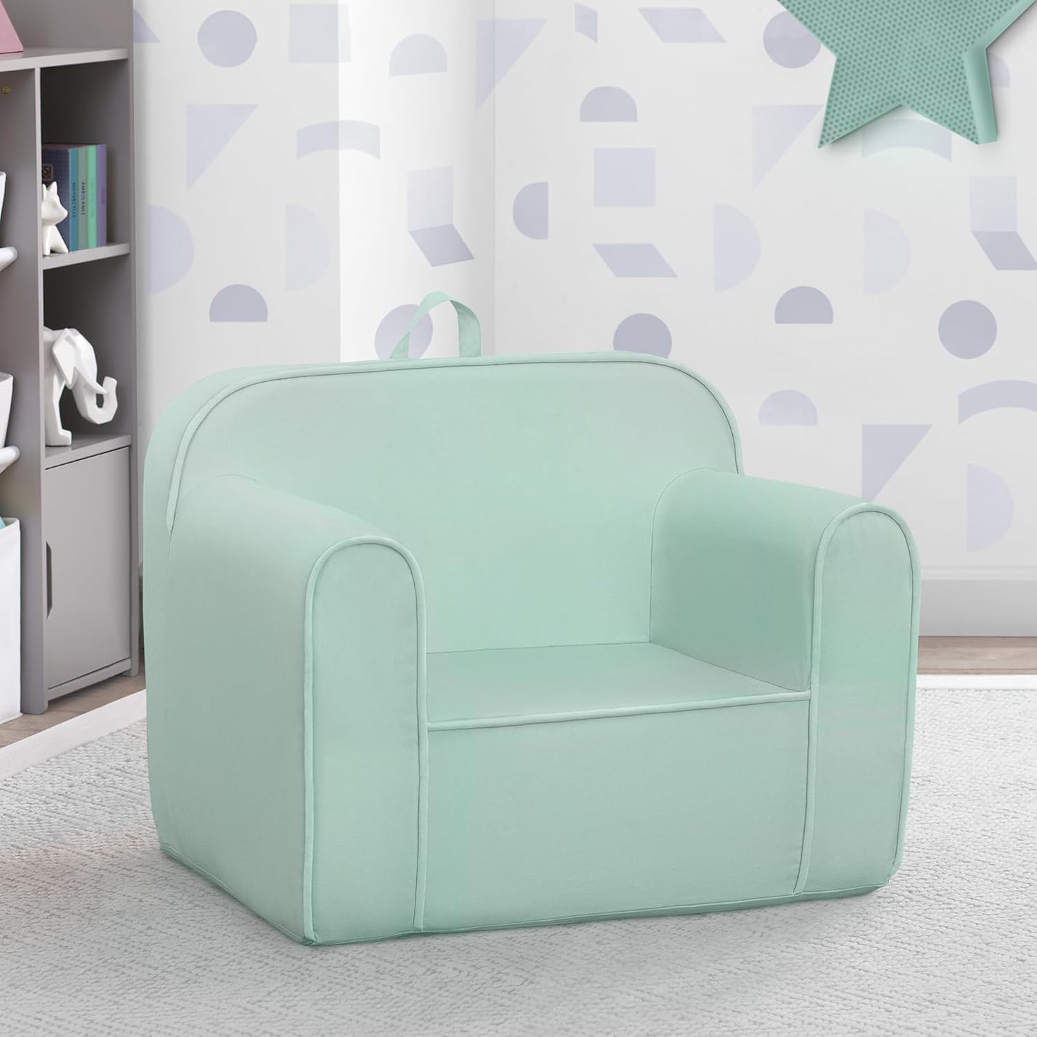 Delta Children Cozee Chair -Foam Kids Chair for Ages 18 Months and Up, Sage