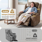 Oversized Power Lift Recliner Chair for Elderly, Big and Tall with Massage and Heating, Breathable Faux Leather with Metal Cup Holders, USB A&C Ports, Light Brown