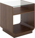 SAFAVIEH Furniture - Acres Accent Table - Walnut Wood & Glass Top - 2 Shelves - Ideal for Living Room, Bedroom, 20" W x 18" D x 23" H (ACC2329C)