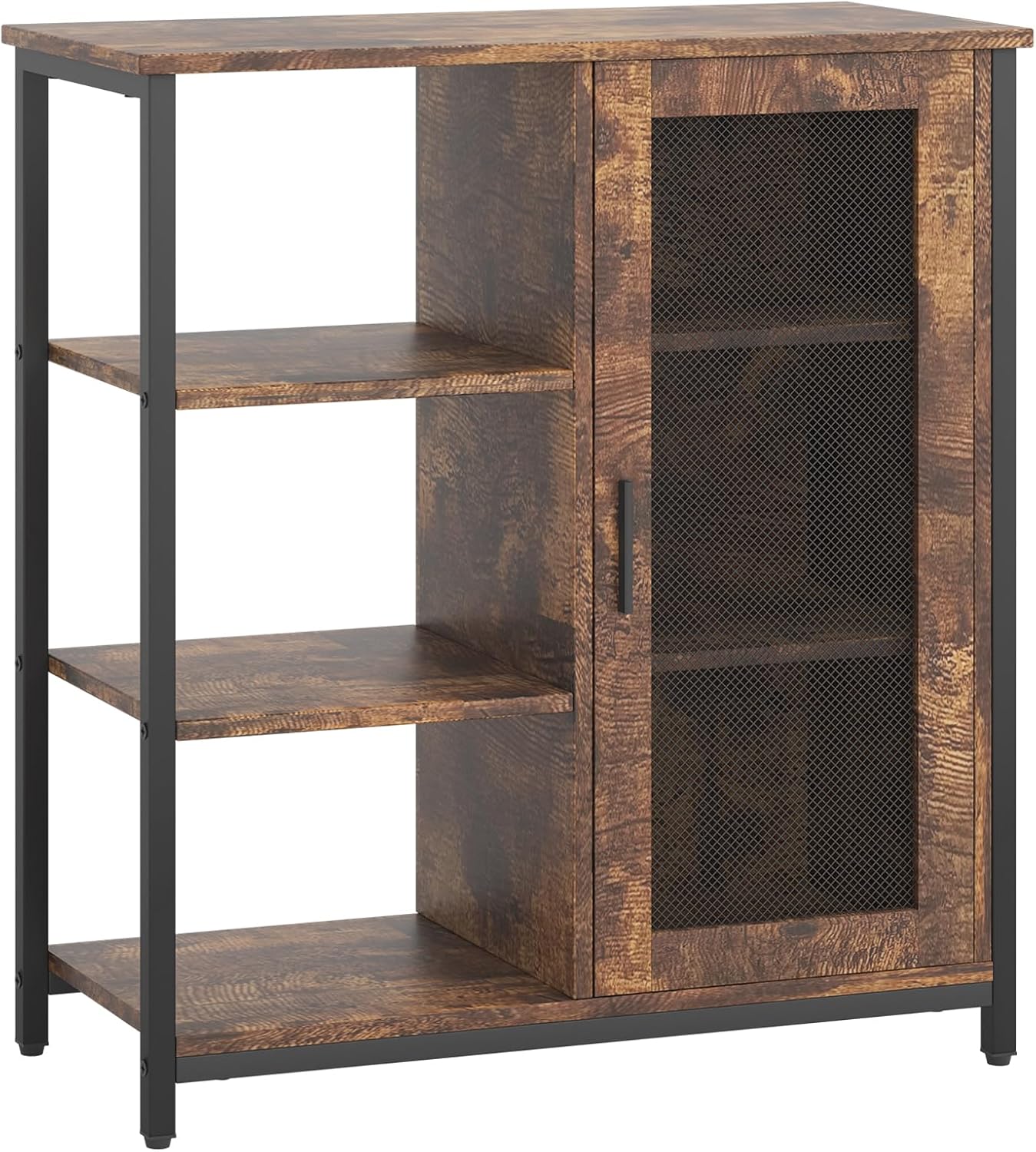 LVSOMT Mini Coffee Bar Cabinet for Home Kitchen, 27.5'' Coffee Stand Station with Adjustable Shelves & Door, Farmhouse Sideboard Buffet for Small Space, Dining Room, Living Room, Industrial Brown