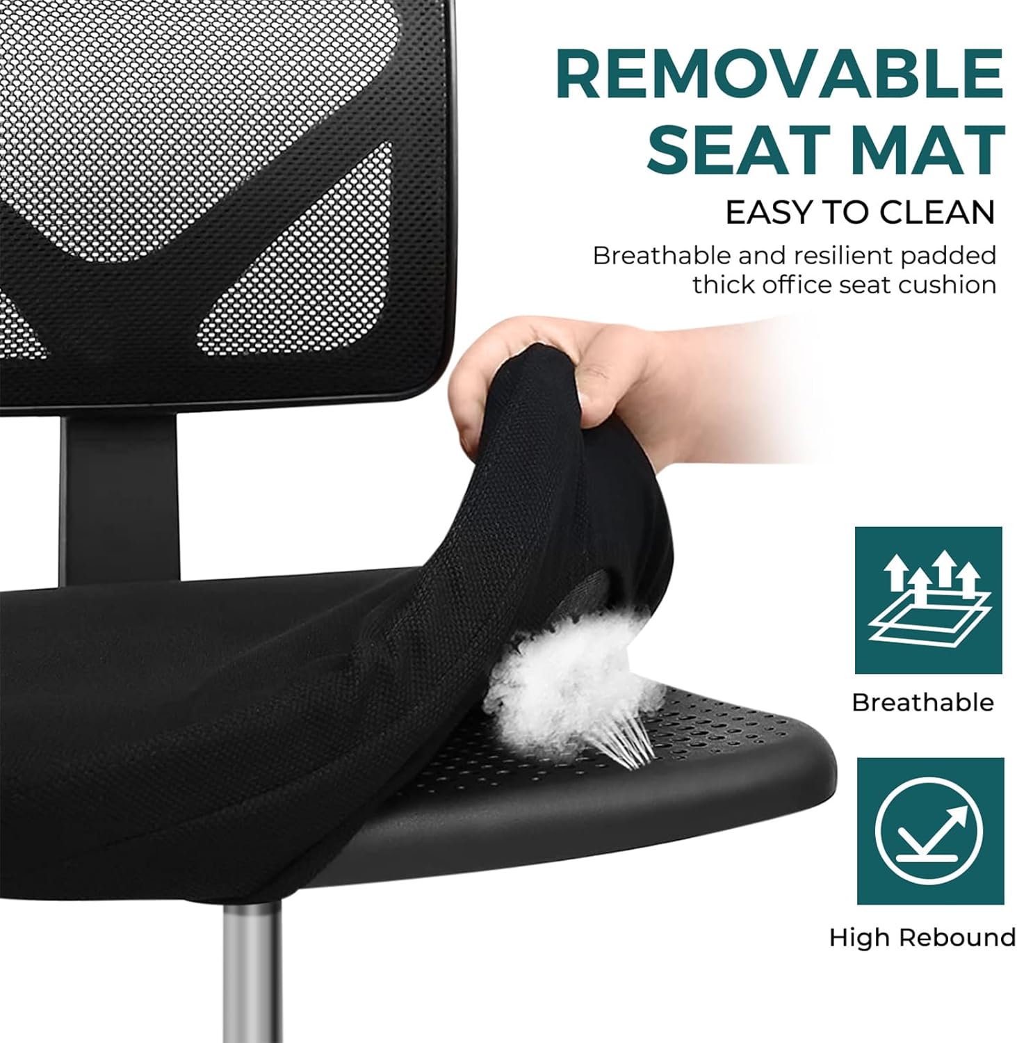 DUMOS Small Office Chair Armless, Ergonomic Adjustable Home Office Swivel Rolling Task Chair No Arms, Comfy Mesh Mid Back Computer Work Vanity Desk Chiars with Wheels for Small Spaces, Inky