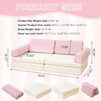 furlinkhm Kids Modular Play Couch, Kids Couch for Playroom, 5 Seconds Instant Expansion, Corduroy Fabric, Pink and Beige