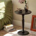 Solid Wood Round Side Table, Small Drink Table for Small Places, Accent Table with Stable Pedestal for Living Room, Bedroom, Corners, and Nursery (Black, 15.75" D x 15.75" W x 21.26" H)