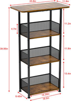 Eyteenokk Wine Rack Freestanding Floor:4 Tier Whiskey Wine Rack Mini Bar Cart,Liquor Cabinet-Home Bar for Bottles,Cocktail Shaker,Mugs-(23.6 * 11.8 * 40inch)