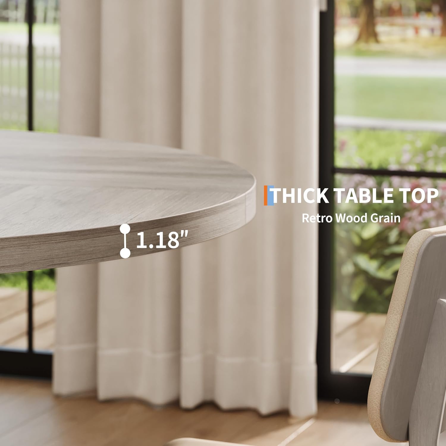 Garvee 47" Round Dining Table, Modern Dining Table | For 4-6 People, Modern Kitchen Dinner Table, Wood Cross Pedestal Base, For Living Room