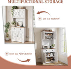 GAOMON 71" Pantry Cabinet with Charging Station, Tall Kitchen Pantry Storage Cabinet with Microwave Stand, Large Farmhouse Kitchen Hutch with Cabinet Doors & Drawer for Living Room, Dining Room