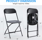 Simple Deluxe 10 Pack Plastic Folding Chairs, Heavy Duty Metal Frame 330lbs Support, Stackable Portable Seat for Indoor Outdoor Events, Office, Patio, Wedding, Picnic, Black