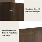 CHITA Sideboard Buffet Cabinet with Storage, Small Storage Cabinet with Doors and Shelves for Living Room Accent, Bar, Kitchen, Set of 3, Walnut