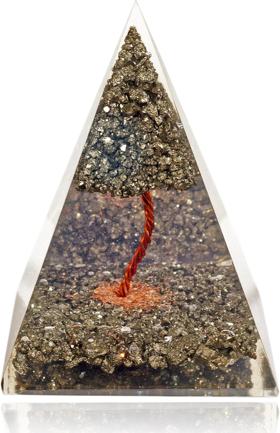 Orgonite Crystal Handmade Pyrite Tree Pyramid – Spiritual Energy Generator for Meditation, Abundance, Protection, Balance, Reiki, Yoga, Cleansing, Decor, Manifestation, Harmony, Gift, Office, Altar, Vastu, Positive Energy