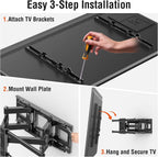 ELIVED TV Wall Mount for Most 42-82" Flat Curved TVs, Heavy Duty TV Mount with Articulating 6 Arms Hold up to 110 lbs, Full Motion Bracket Swivel, Tilt, Easy Install Fits 16" Studs, Max VESA 600x400mm
