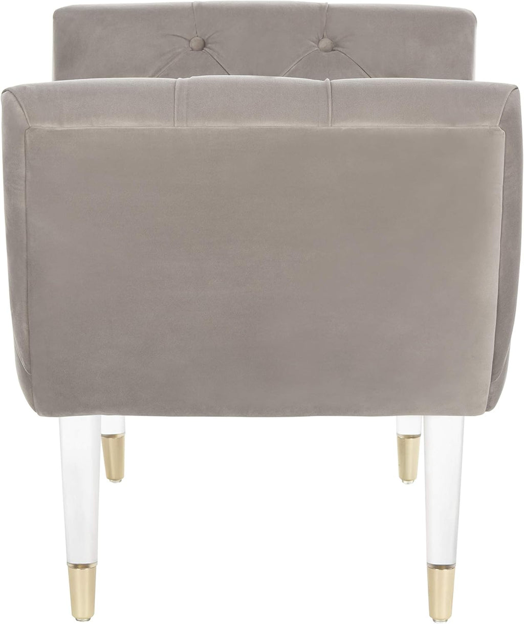 Safavieh Home Collection Eugenie Pale Taupe and Gold Tufted Velvet Acrylic Bench