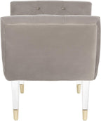 Safavieh Home Collection Eugenie Pale Taupe and Gold Tufted Velvet Acrylic Bench