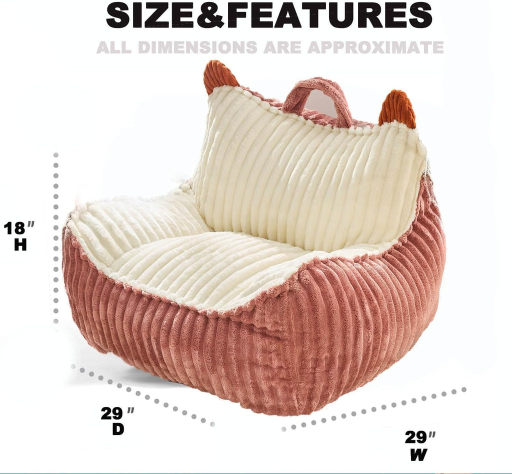 Kisoy Bean Bag Chair, Bean Bag Sofa with Memory Foam Filler for Boys and Girls Soft Faux Fur Fabric Floor Chair for Gaming, Reading Relaxing,Pink