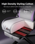 AutoFull C3 Gaming Chair, Ergonomic Wingless Cushion Computer Chair,PU Leather Racing Style Office Chair with Lumbar Support Pillow and Footrest,White