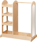 Back2School Express Double-Sided Dress-Up Center with Mirror, Clothing Rack, Natural