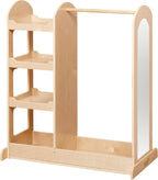 Back2School Express Double-Sided Dress-Up Center with Mirror, Clothing Rack, Natural