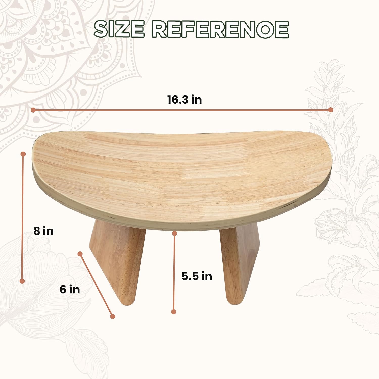 Wooden Meditation Bench for Seiza & Yoga Practice - Ergonomic Kneeling Prayer Stool with Curved Seat - Natural Floor Bench for Meditation, Mindfulness, Prayer & Yoga Sessions