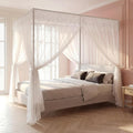 Stainless Steel Canopy Poles for Bed Silver Floor-Standing Canopy Bed Poles, Queen Size Canopy Frame Bed Post Poles Mosquito Curtains Bracket, for Bedroom Decorative (2 x 2 x 2M)