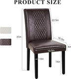 VECELO Dining Chairs Set of 6, Upholstered PU Leather Wood Legs High Back for Kitchen Living Room, Coffee