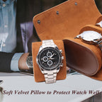 Watch Travel Case, Luxury Leather Watch Roll 3 Slot Organizer Box for Man and Woman, Jewelry Storage Case Gifts for Husband, Dad Birthday Christmas Anniversary (Dark Brown-3slot)